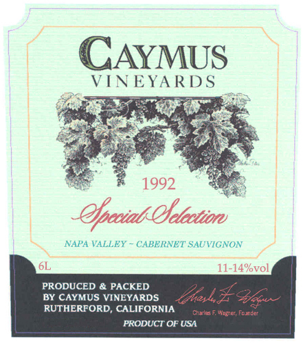 1989 Caymus Cabernet Sauvignon Special Select Napa torn label image