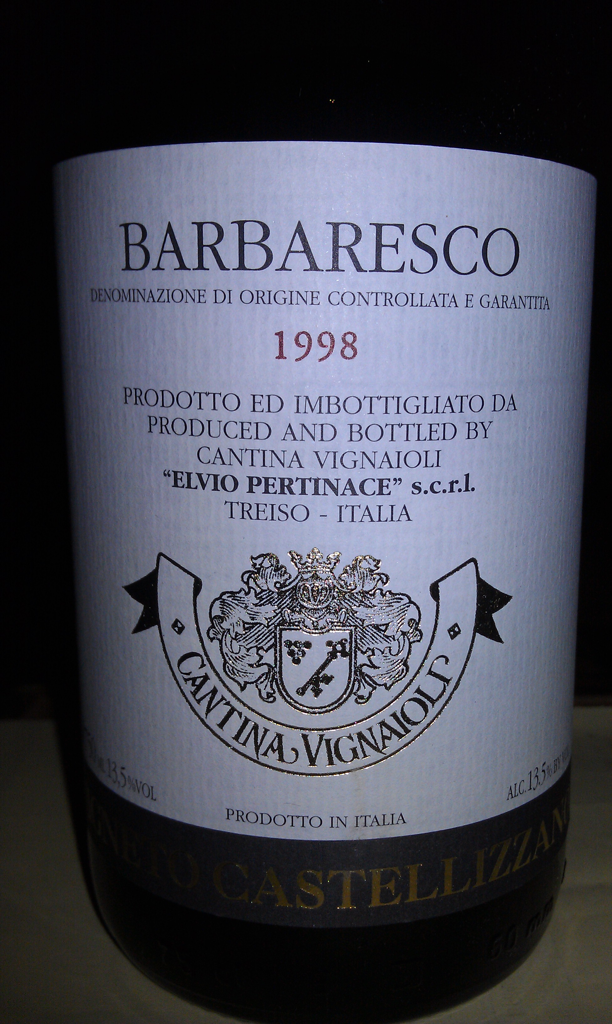1998 Pertinace Castellizzano Barbaresco - click image for full description