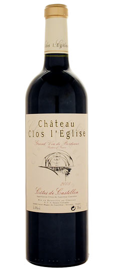 1999 Chateau Clos L'Eglise Cotes de Castillon Big Bottle - click image for full description