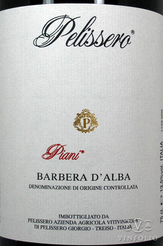 2022 Pelissero Barbera d'Alba Piani - click image for full description