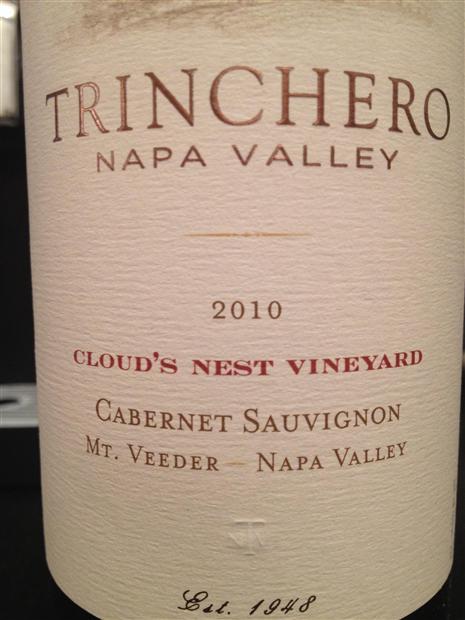 2010 Trinchero Cabernet Sauvignon Cloud's Nest Vineyard Mount Veeder image