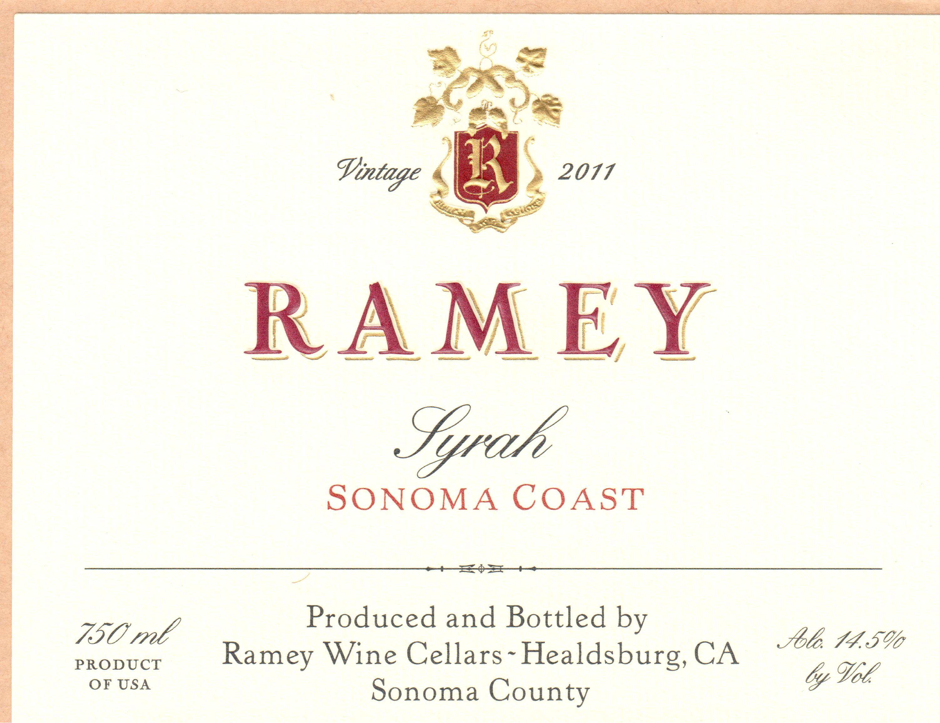 2011 Ramey Wine Cellars Syrah Sonoma Coast image