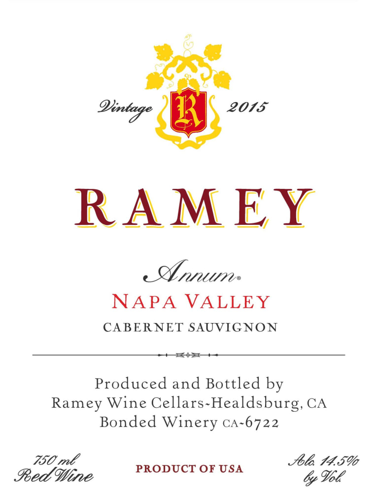 2015 Ramey Cabernet Sauvignon Annum Napa - click image for full description