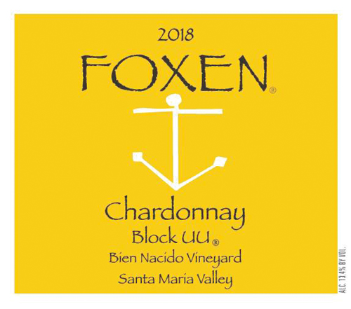 2018 Foxen Vineyard & Winery Chardonnay Block UU Bien Nacido Vineyard Santa Maria Valley - click image for full description