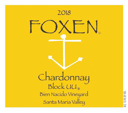 2018 Foxen Vineyard & Winery Chardonnay Block UU Bien Nacido Vineyard Santa Maria Valley - click image for full description
