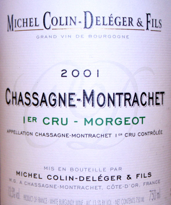 2001 Colin Deleger Chassagne Montrachet 1er Cru Morgeot image