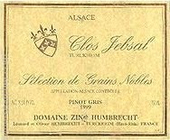 1998 Domaine Zind-Humbrecht Pinot Gris CLos Jebsal Selection Grains Noble image
