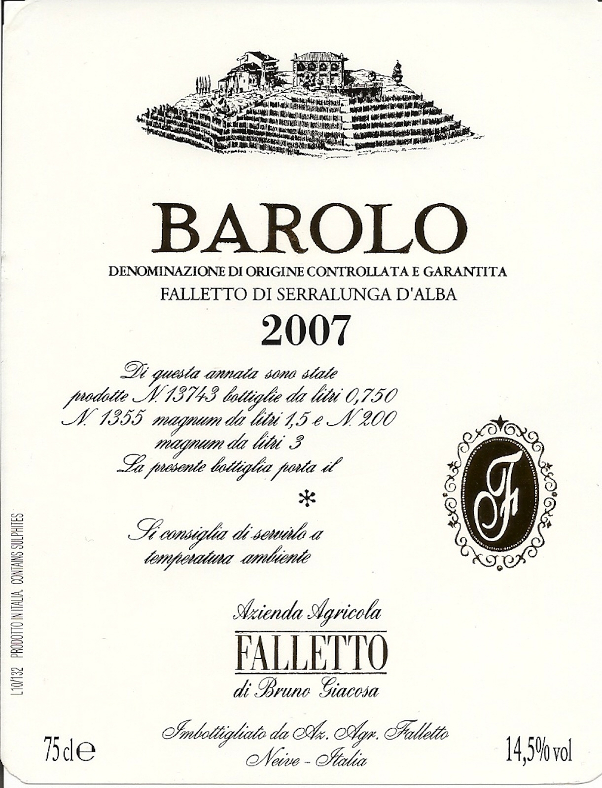 2009 Bruno Giacosa Barolo Rocche Falletto 3 Liter image