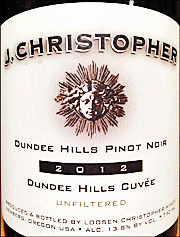 2012 J. Christopher Pinot Noir Dundee Hills Dundee Hills Cuvee - click image for full description