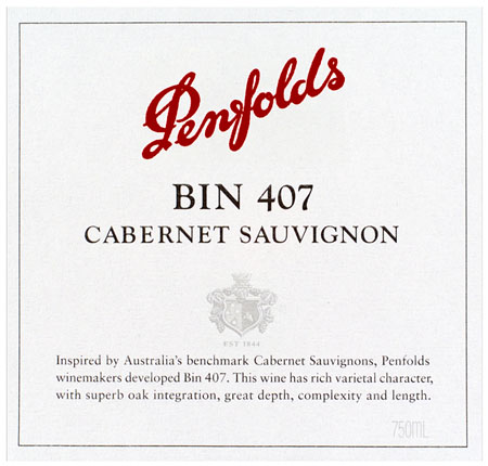 1999 Penfolds Cabernet Sauvignon Bin 407 South Australia  image