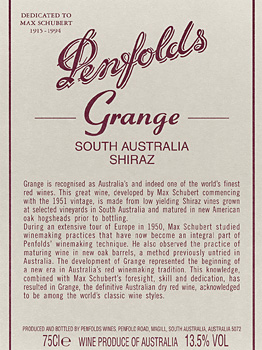 2001 Penfolds Shiraz Grange - click image for full description
