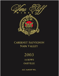 2019 Vine Cliff Cabernet Sauvignon Private Stock Oakville Napa - click image for full description