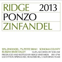 2013 Ridge Zinfandel Ponzo image