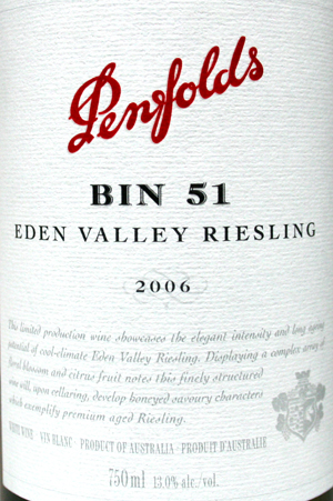 2018 Penfolds Bin 51 Riesling Eden Valley - click image for full description