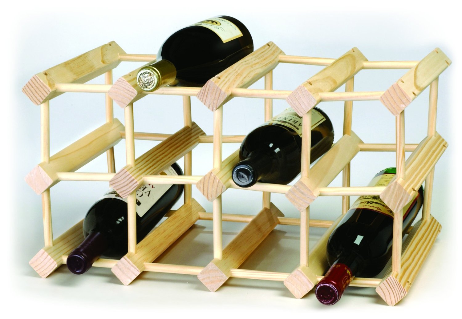 Solid Pine Wine Rack - 12 Bottle - click image for full description