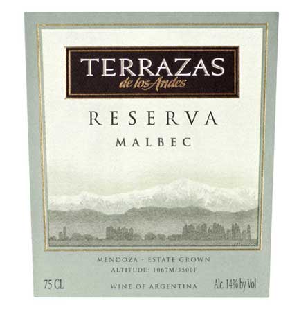 2017 Terrazas de los Andes Malbec Reserve Mendoza - click image for full description