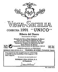 1990 Vega Sicilia Unico Ribera Del Duero - click image for full description