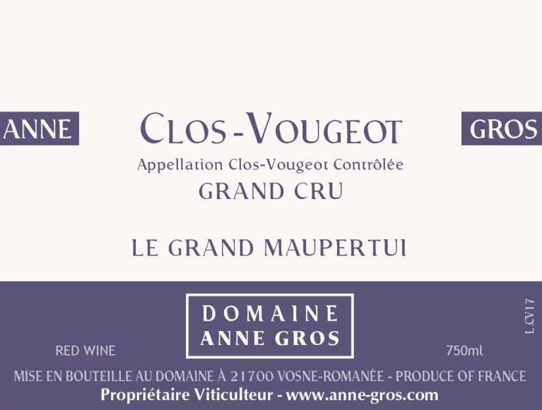 2018 Domaine Anne Gros Clos Vougeot Grand Cru Le Grand Maupertui - click image for full description