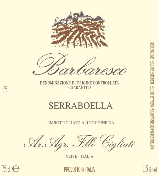 2019 CIGLIUTI BARBARESCO SERRABOELLA DOCG MAGNUM 1.5L image