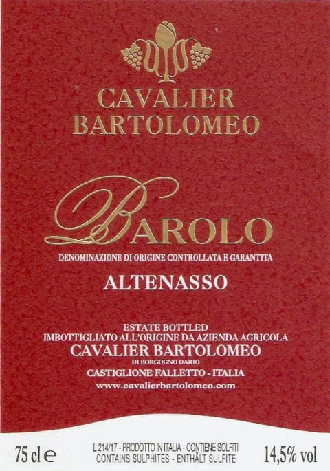 2015 Cavalier Bartolomeo Barolo Altenasso - click image for full description