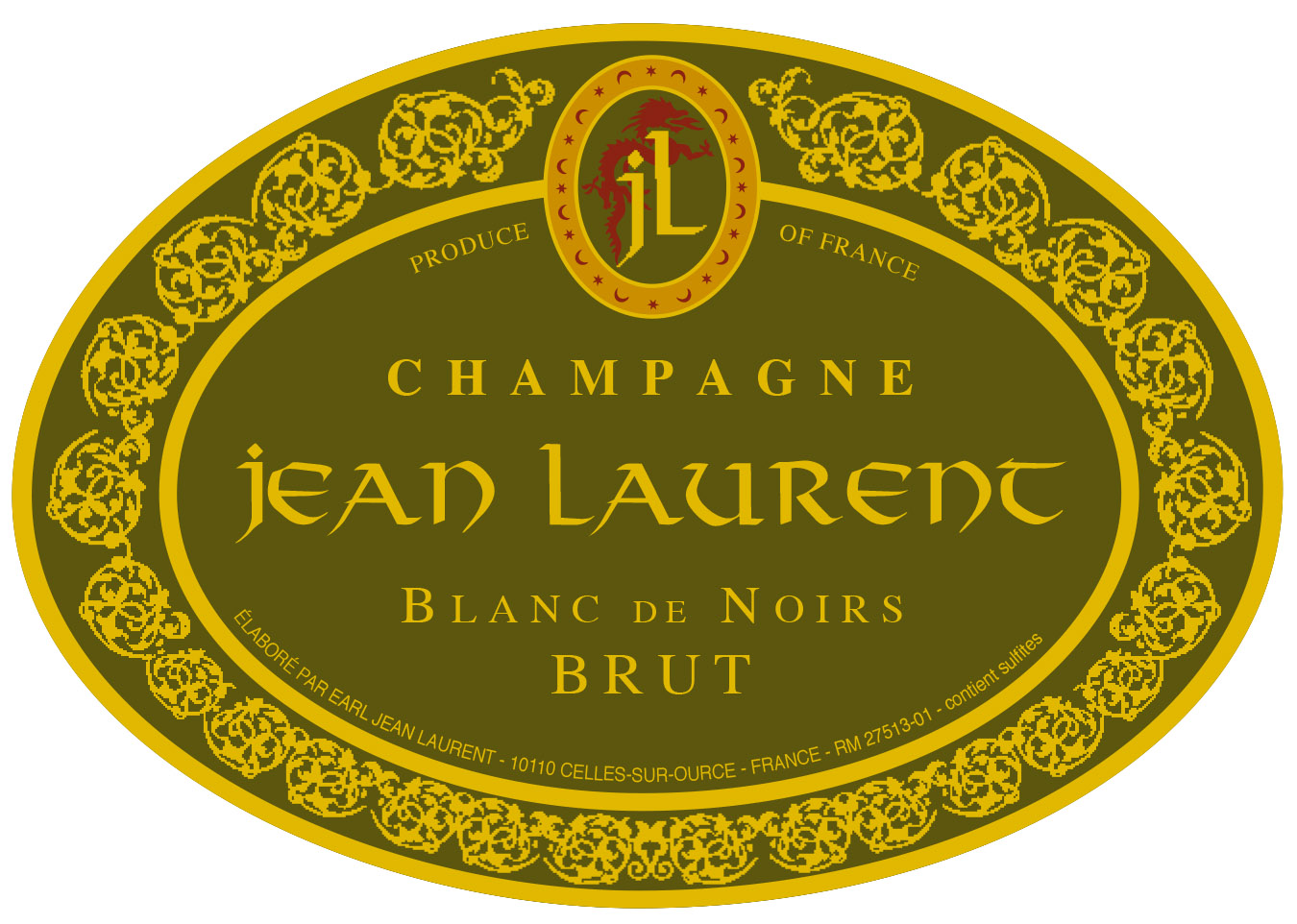 NV Jean Laurent Brut Blanc de Noirs Champagne Aube - click image for full description