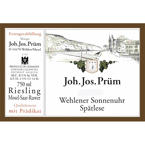 2016 J J Prum Wehlener Sonnenuhr Spatlese Germany - click image for full description