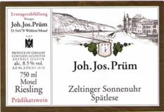 2016 JJ Prum Zeltinger Sonnenuhr Riesling Spatlese - click image for full description