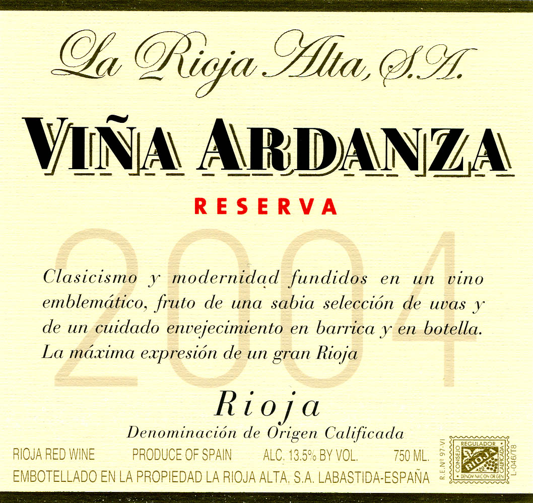 2008 La Rioja Alta Vina Ardanza Reserva Rioja image