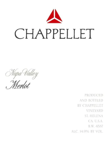 2022 Chappellet Merlot Napa - click image for full description