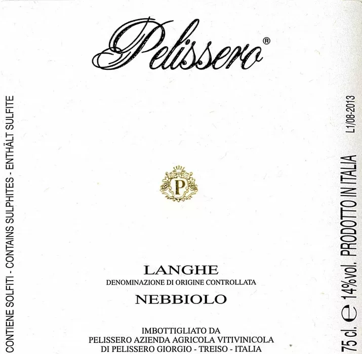 2020 Pelissero Langhe Nebbiolo Piedmont, Italy image