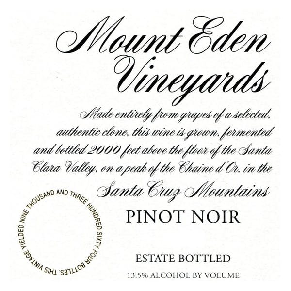 2019 Mount Eden Estate Pinot Noir Santa Cruz Mountains image