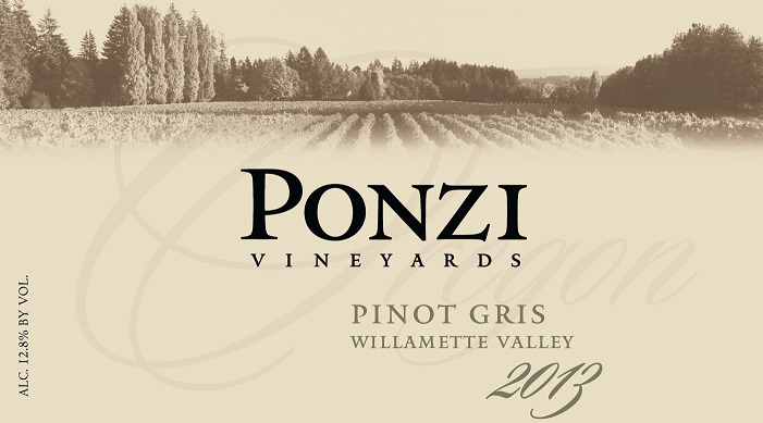 2013 Ponzi Vineyards Pinot gris Willamette Valley image