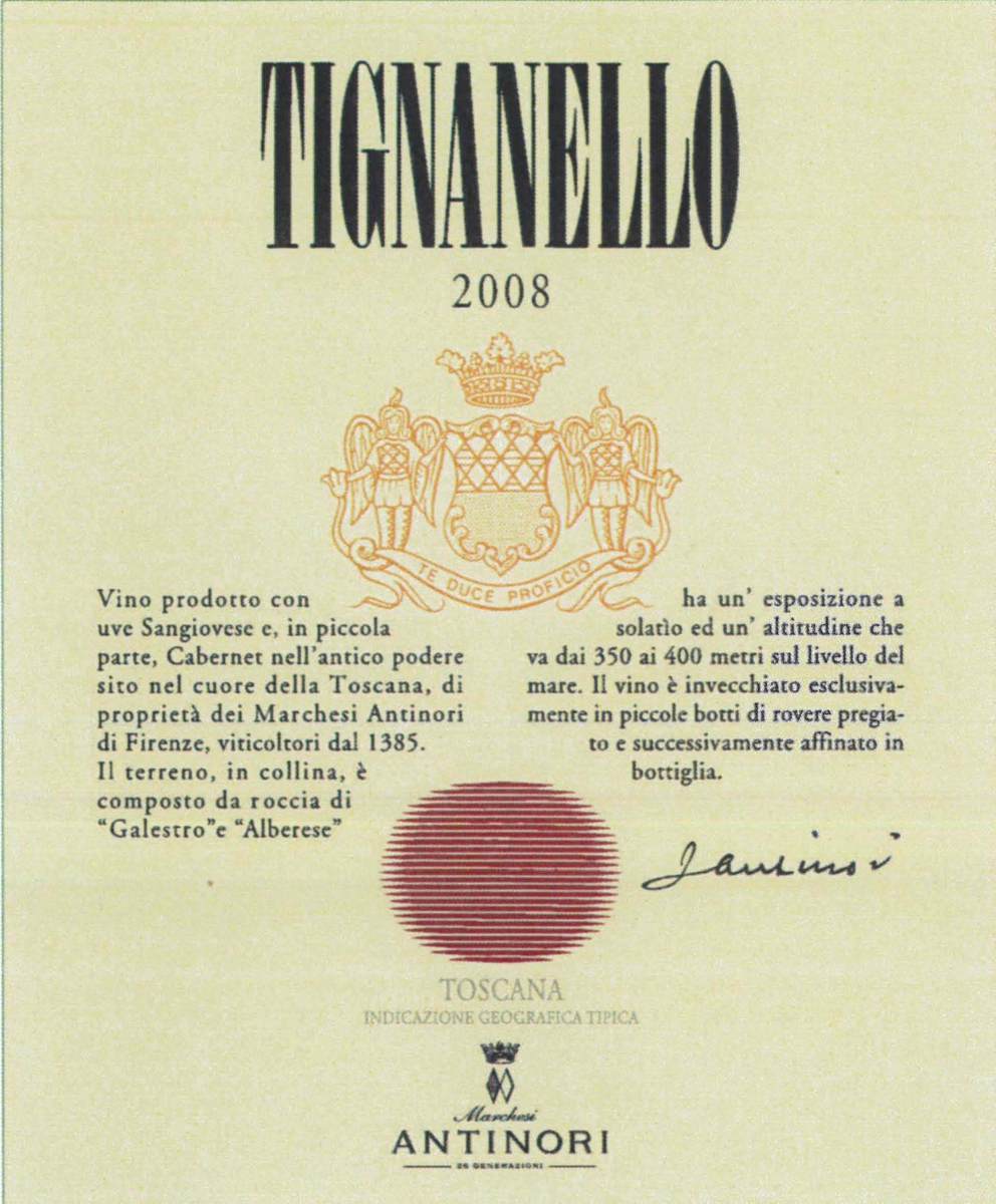2012 Antinori Tignanello Tuscany - click image for full description