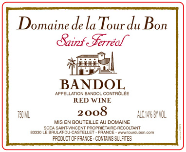 2008 Domaine de la Tour Du Bon Saint Ferreol Bandol Rouge image