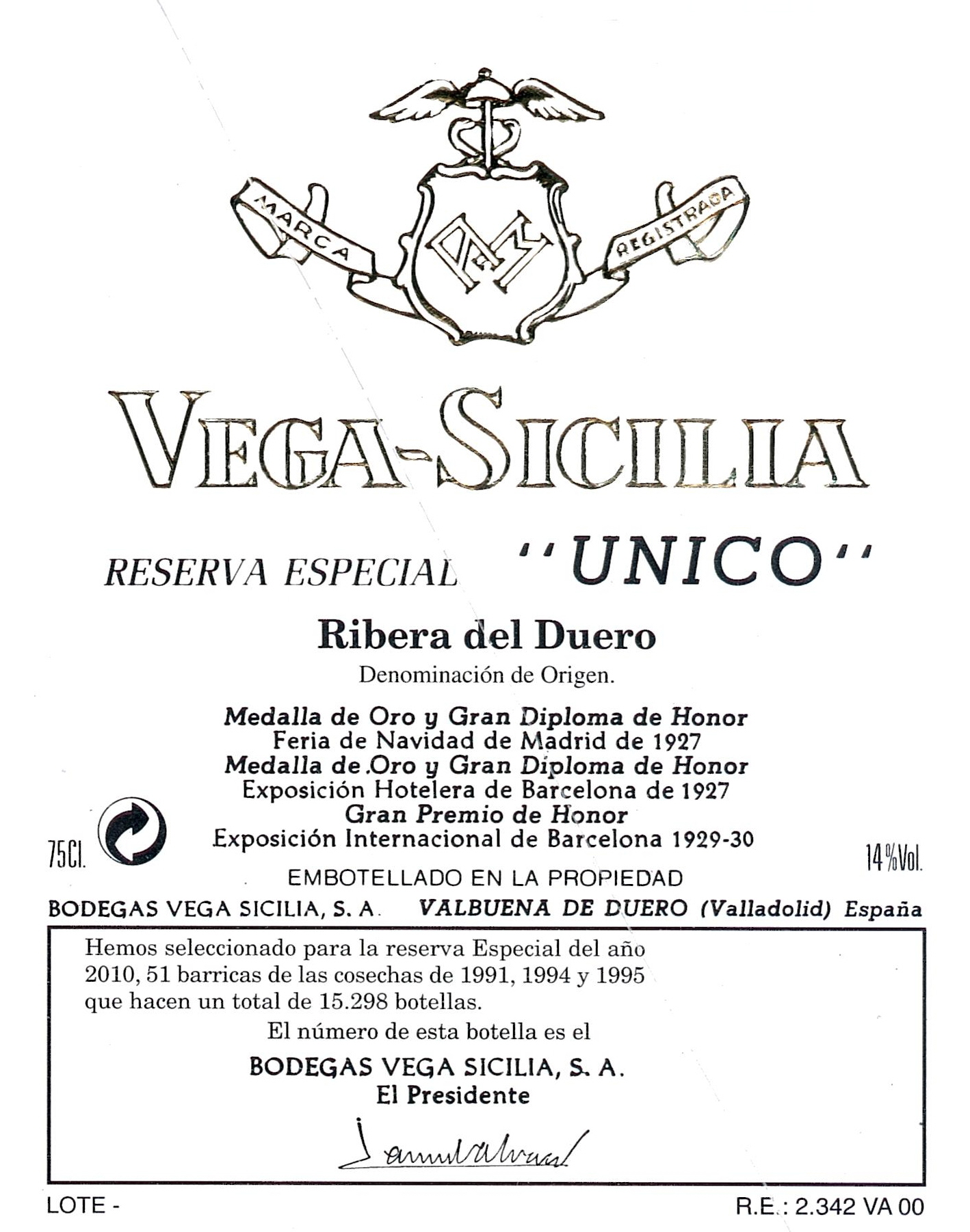 1972 Vega Sicilia Unico Ribera Del Duero Spain - click image for full description