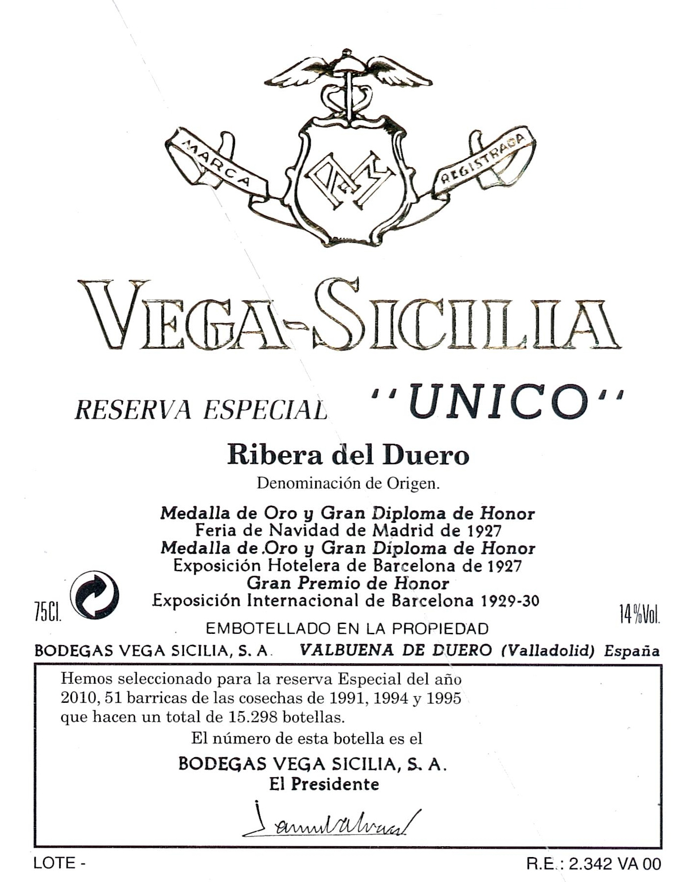 2015 Vega Sicilia Unico Ribera Del Duero Spain image