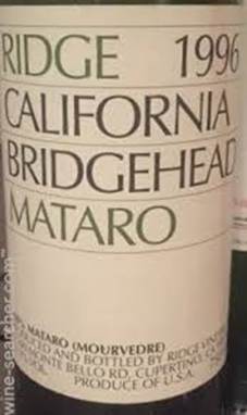 1996 Ridge Vineyards Bridgehead Mataro ...