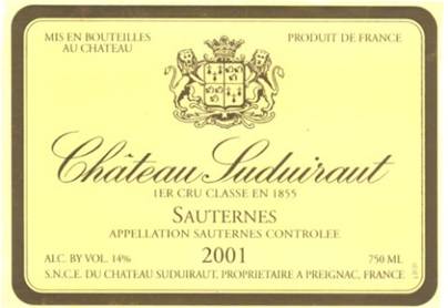 2016 Chateau Suduiraut Sauternes - click image for full description