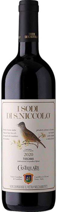 Title: Wine - Description: I Sodi di San Niccolò 2020 bottle and label